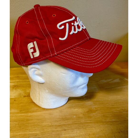 Titleist Pro V1 Footjoy SnapBack Adjustable Golf Hat One Size Red - Picture 2 of 13